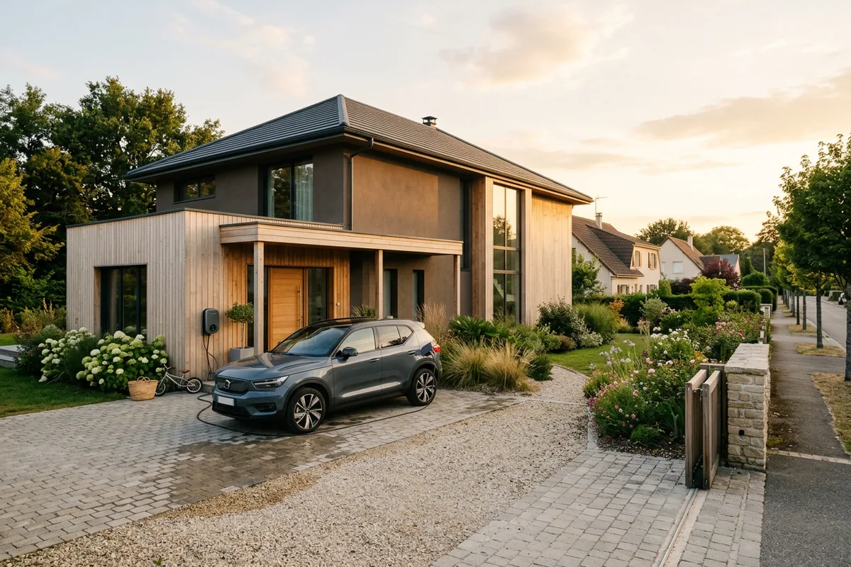 Résultat final après l'installation borne de recharge pour véhicule électrique à Réguiny